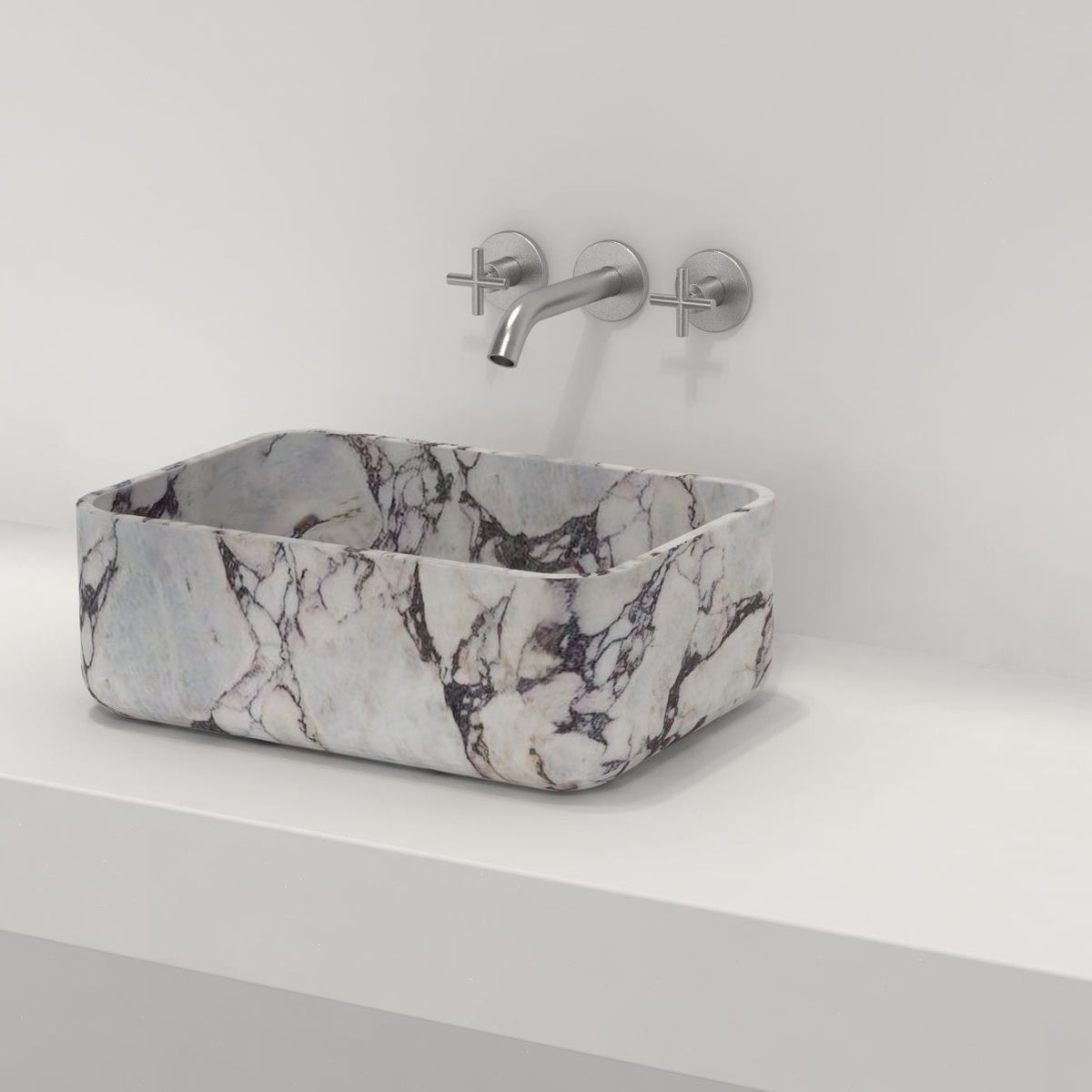 Sookie Calacatta Marble Vessel Sink, overall shape and side profile