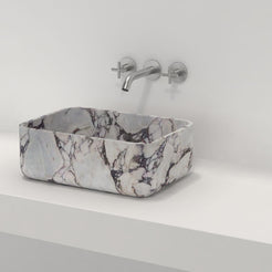 Sookie Calacatta Marble Vessel Sink, overall shape and side profile