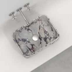 Sookie Calacatta Marble Vessel Sink, interior, rim and material detail