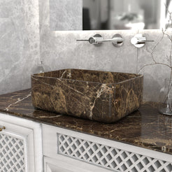 Sookie Marocca Marble Vessel Sink, second countertop lifestyle setting