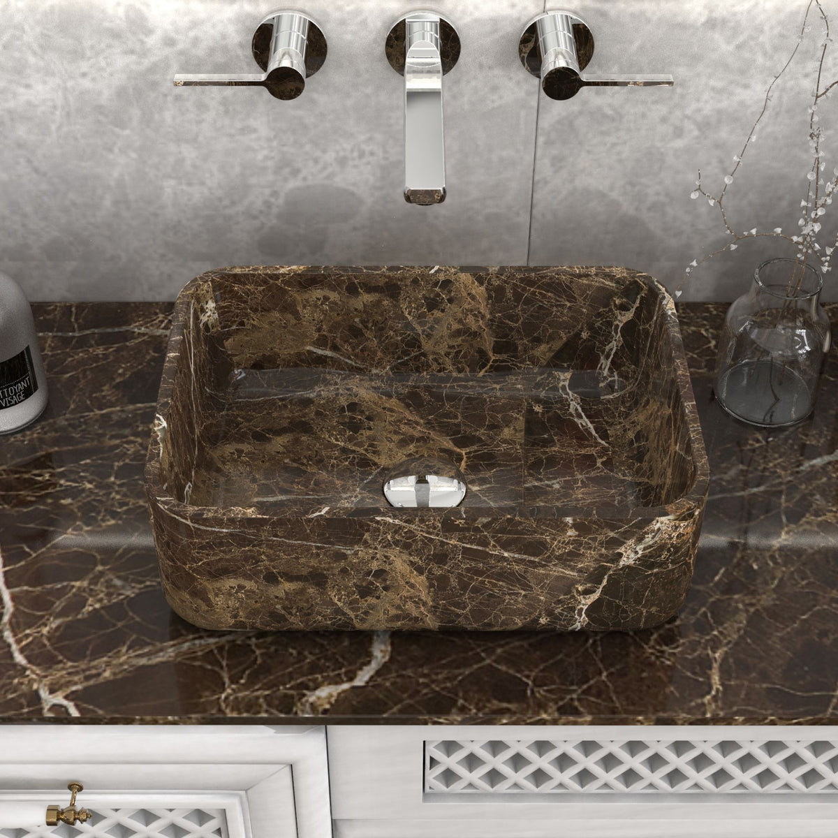 Sookie Marocca Marble Vessel Sink, alternate countertop lifestyle angle