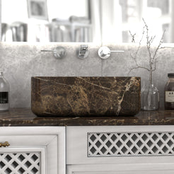 Sookie Marocca Marble Vessel Sink, overall shape and side profile
