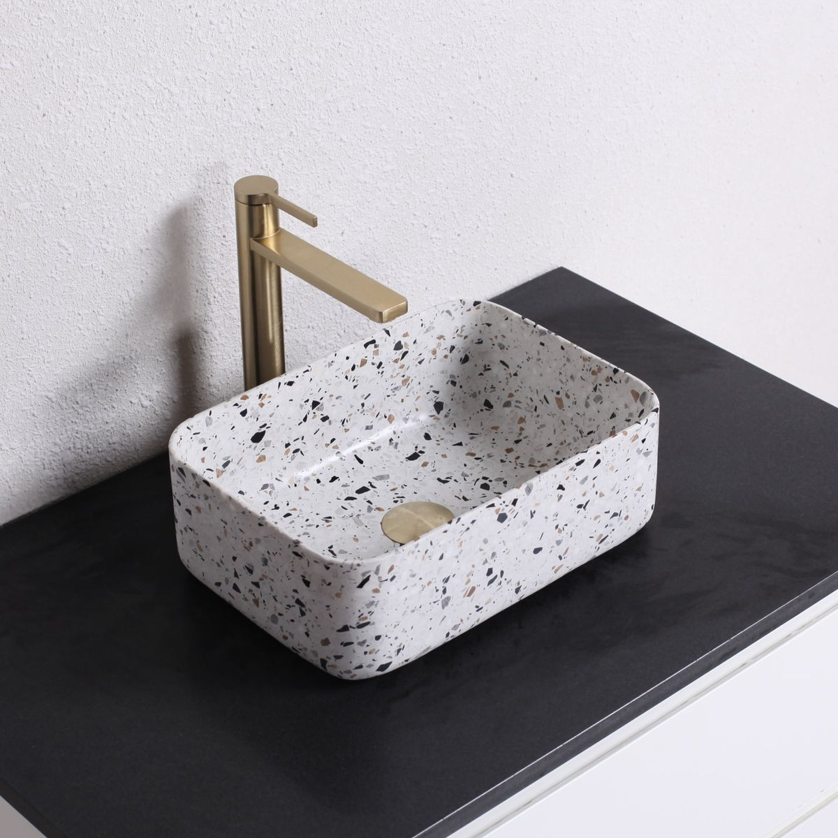 Sookie Sky Terrazzo Vessel Sink, countertop hero lifestyle view