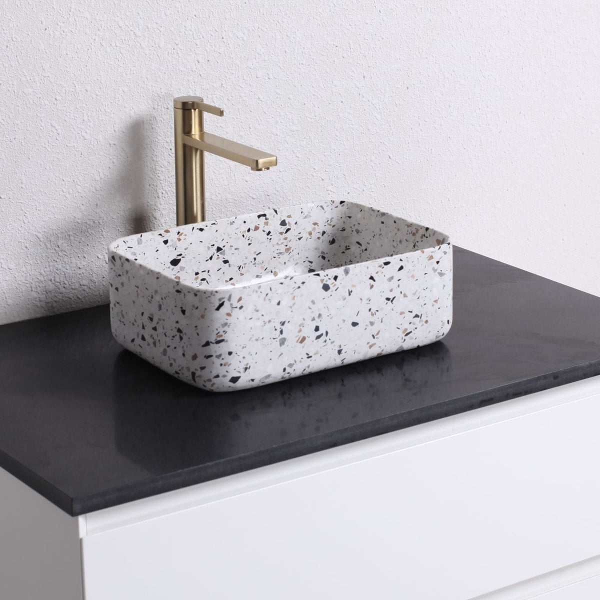 Sookie Sky Terrazzo Vessel Sink, second countertop lifestyle setting