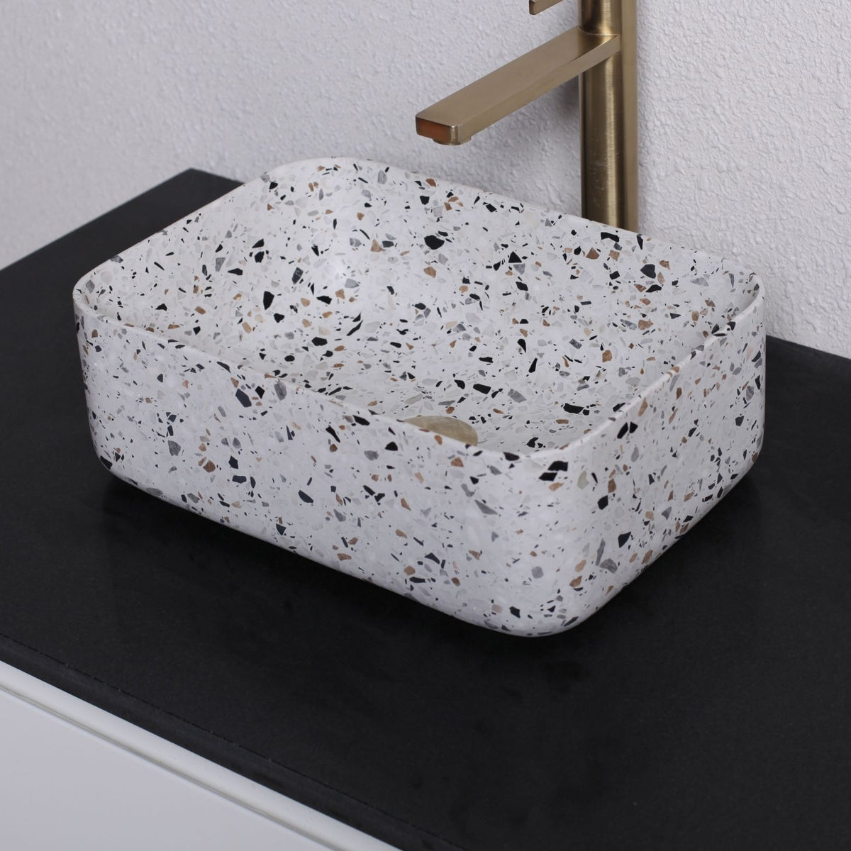 Sookie Sky Terrazzo Vessel Sink, alternate countertop lifestyle angle