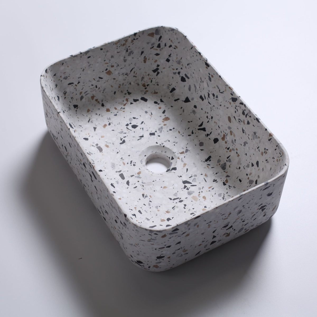 Sookie Sky Terrazzo Vessel Sink, interior, rim and material detail