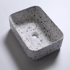 Sookie Sky Terrazzo Vessel Sink, interior, rim and material detail