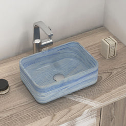 Sookie Azura Blue Quartzite Vessel Sink, countertop hero lifestyle view
