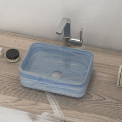 Sookie Azura Blue Quartzite Vessel Sink, second countertop lifestyle setting