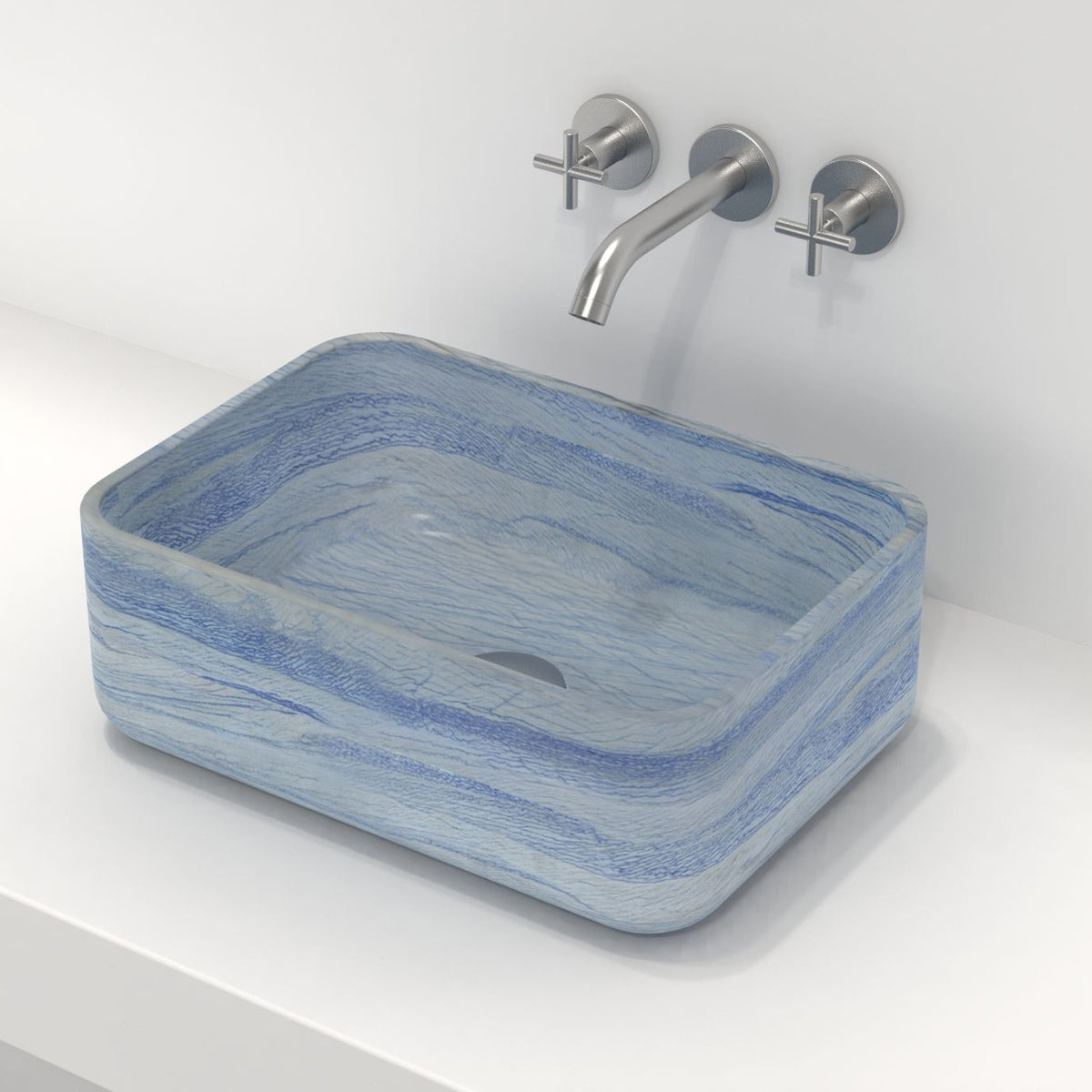 Sookie Azura Blue Quartzite Vessel Sink, alternate countertop lifestyle angle