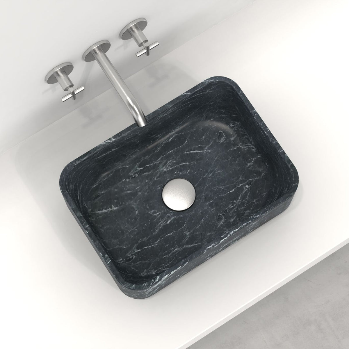 Sookie Verderio Marble Vessel Sink, interior, rim and material detail