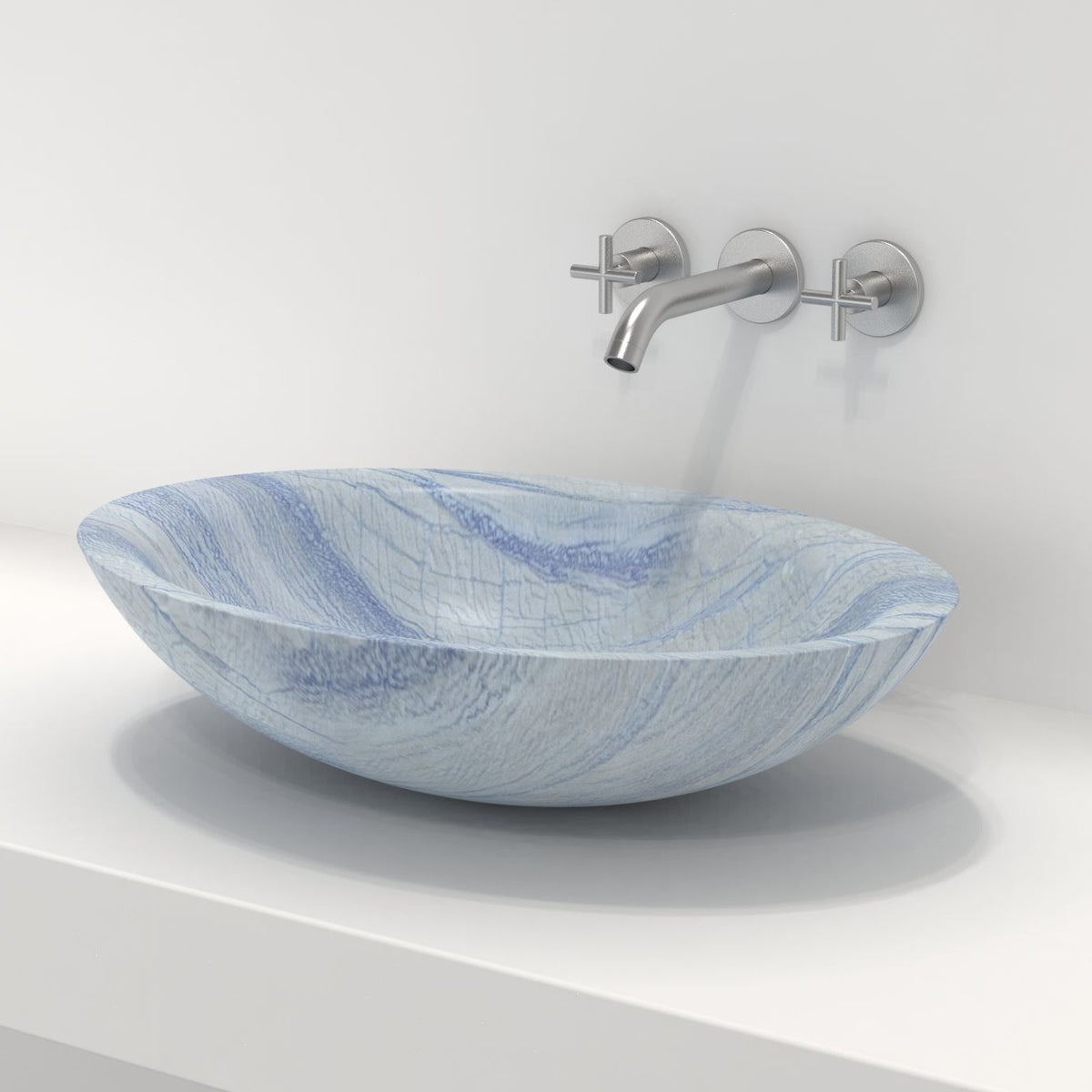 Sooria Azura Blue Quartzite Vessel Sink, overall shape and side profile