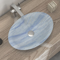 Sooria Azura Blue Quartzite Vessel Sink, interior, rim and material detail