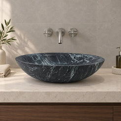 Sooria Verderio Marble Vessel Sink — low frontal bathroom lifestyle