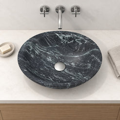 Sooria Verderio Marble Vessel Sink — overhead bathroom lifestyle