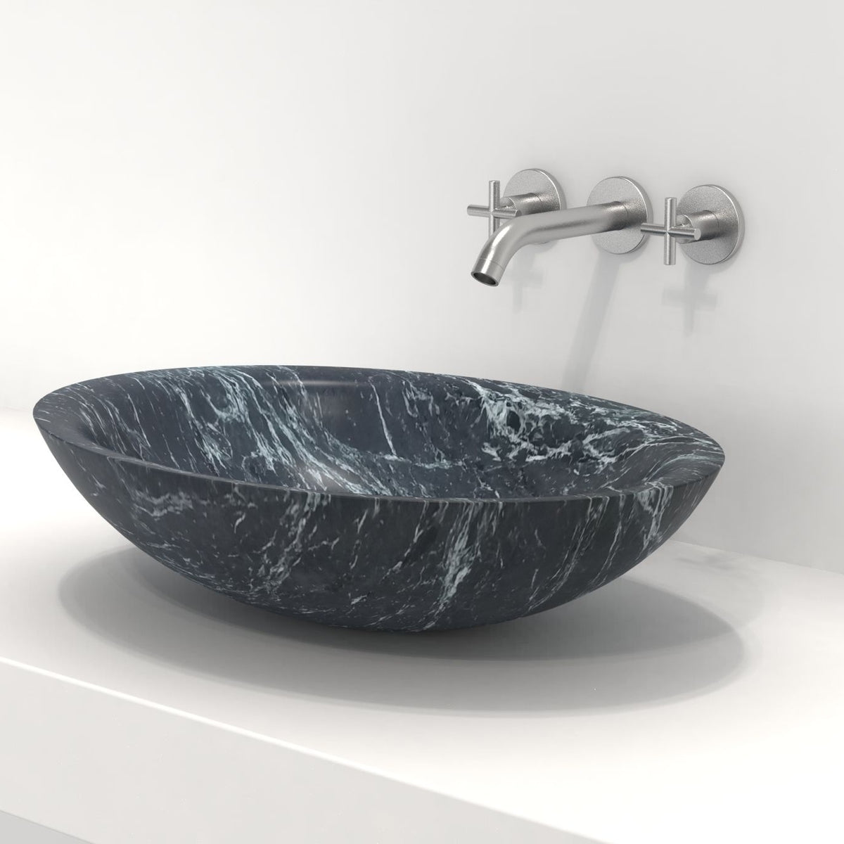 Sooria Verderio Marble Vessel Sink, countertop hero lifestyle view