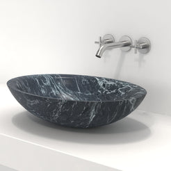 Sooria Verderio Marble Vessel Sink, countertop hero lifestyle view