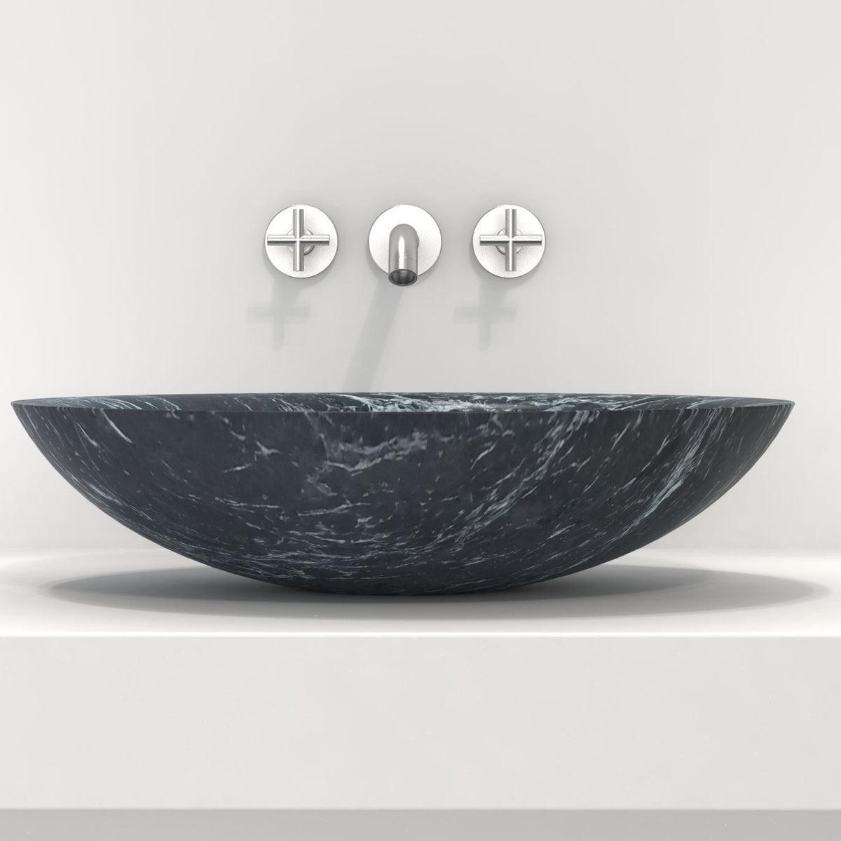 Sooria Verderio Marble Vessel Sink, overall shape and side profile