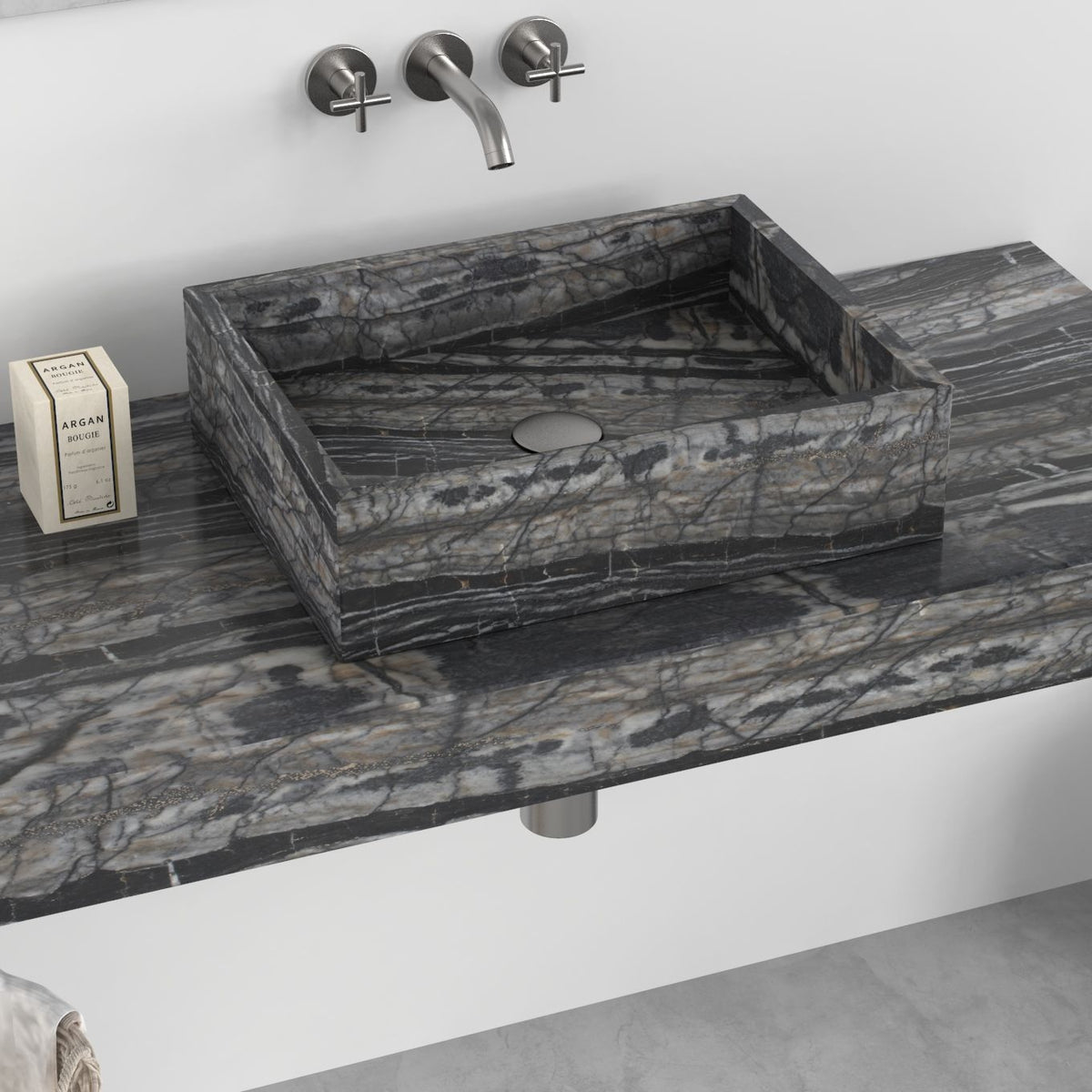 Soovi Perlino Marble Vessel Sink, second countertop lifestyle setting