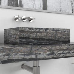 Soovi Perlino Marble Vessel Sink, overall shape and side profile