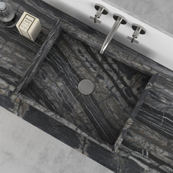 Soovi Perlino Marble Vessel Sink, interior, rim and material detail