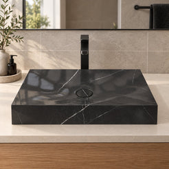 Sopa Portoro Marble Vessel Sink — low frontal bathroom lifestyle