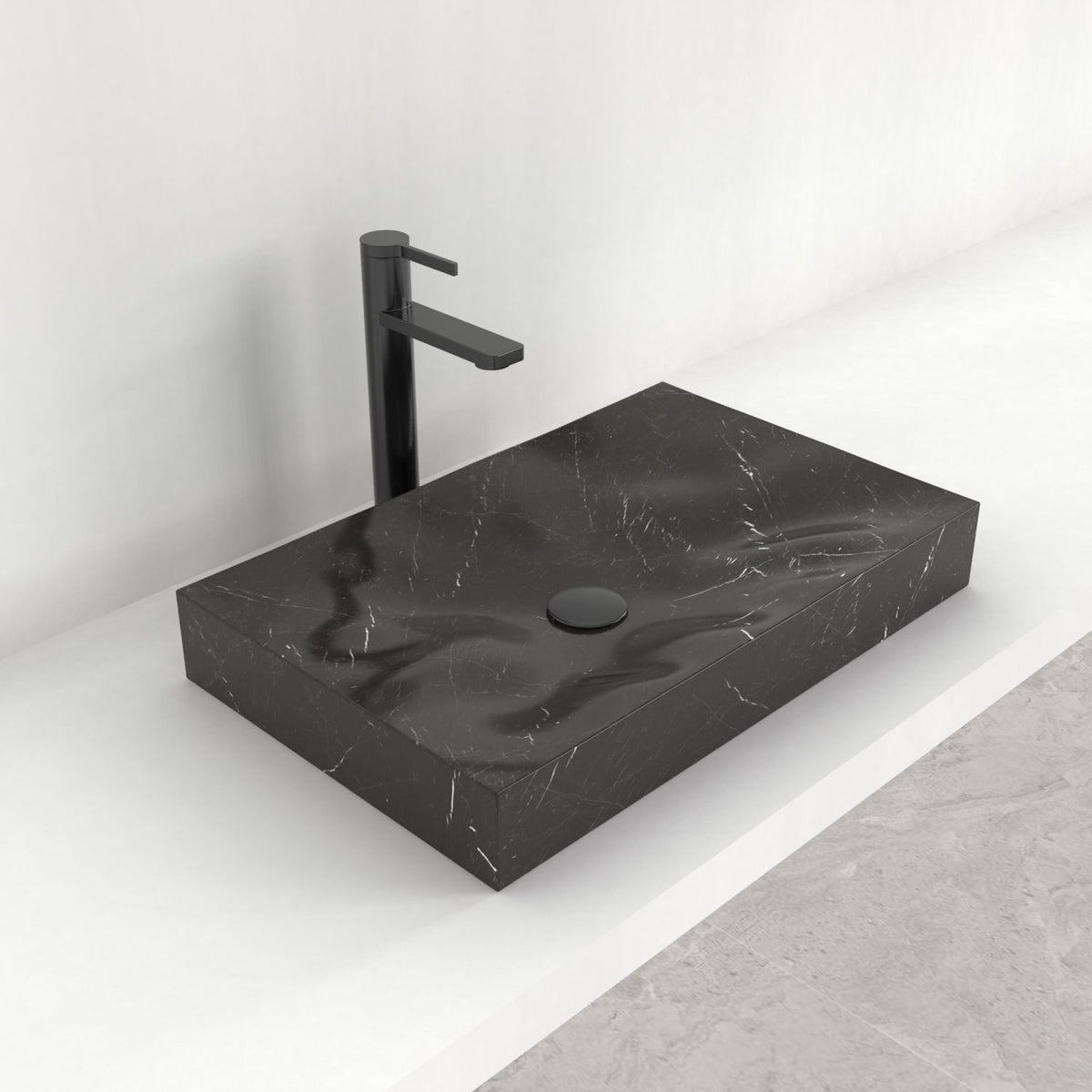 Sopa Portoro Marble Vessel Sink, countertop hero lifestyle view