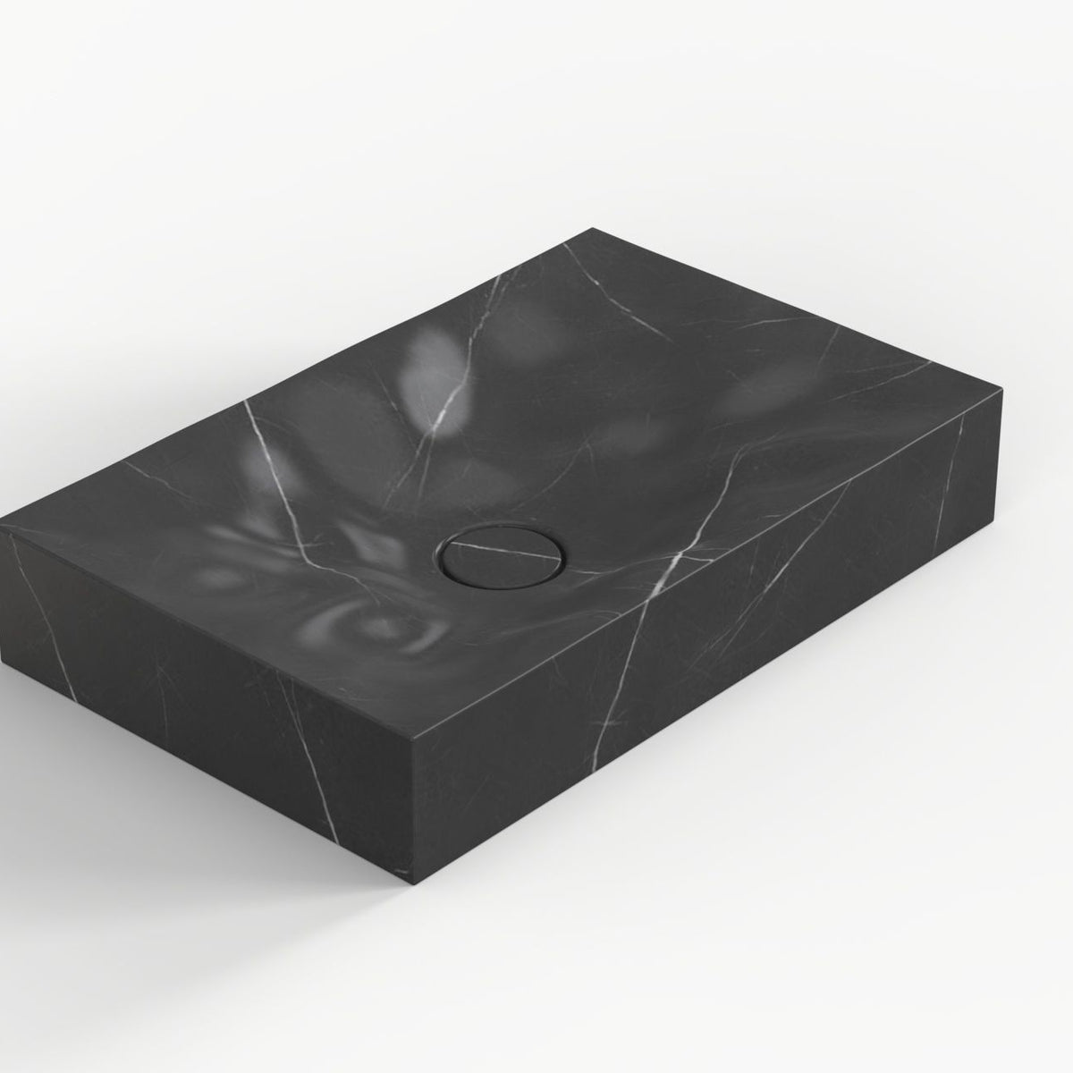 Sopa Portoro Marble Vessel Sink, overall shape and side profile