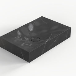 Sopa Portoro Marble Vessel Sink, overall shape and side profile