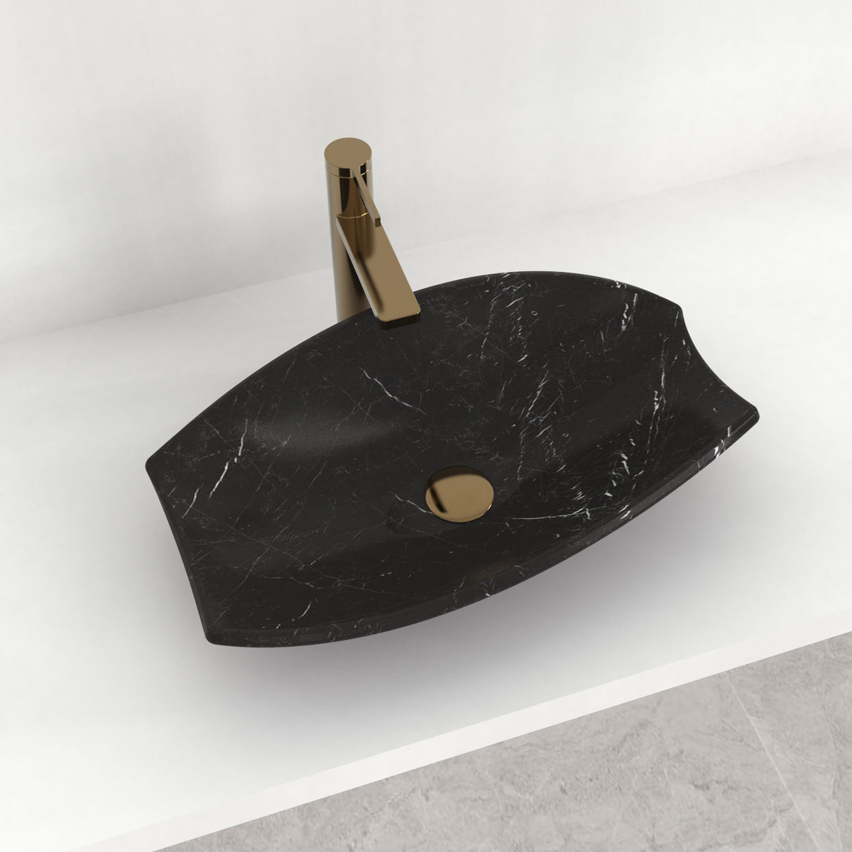Sopio Portoro Marble Vessel Sink, countertop hero lifestyle view