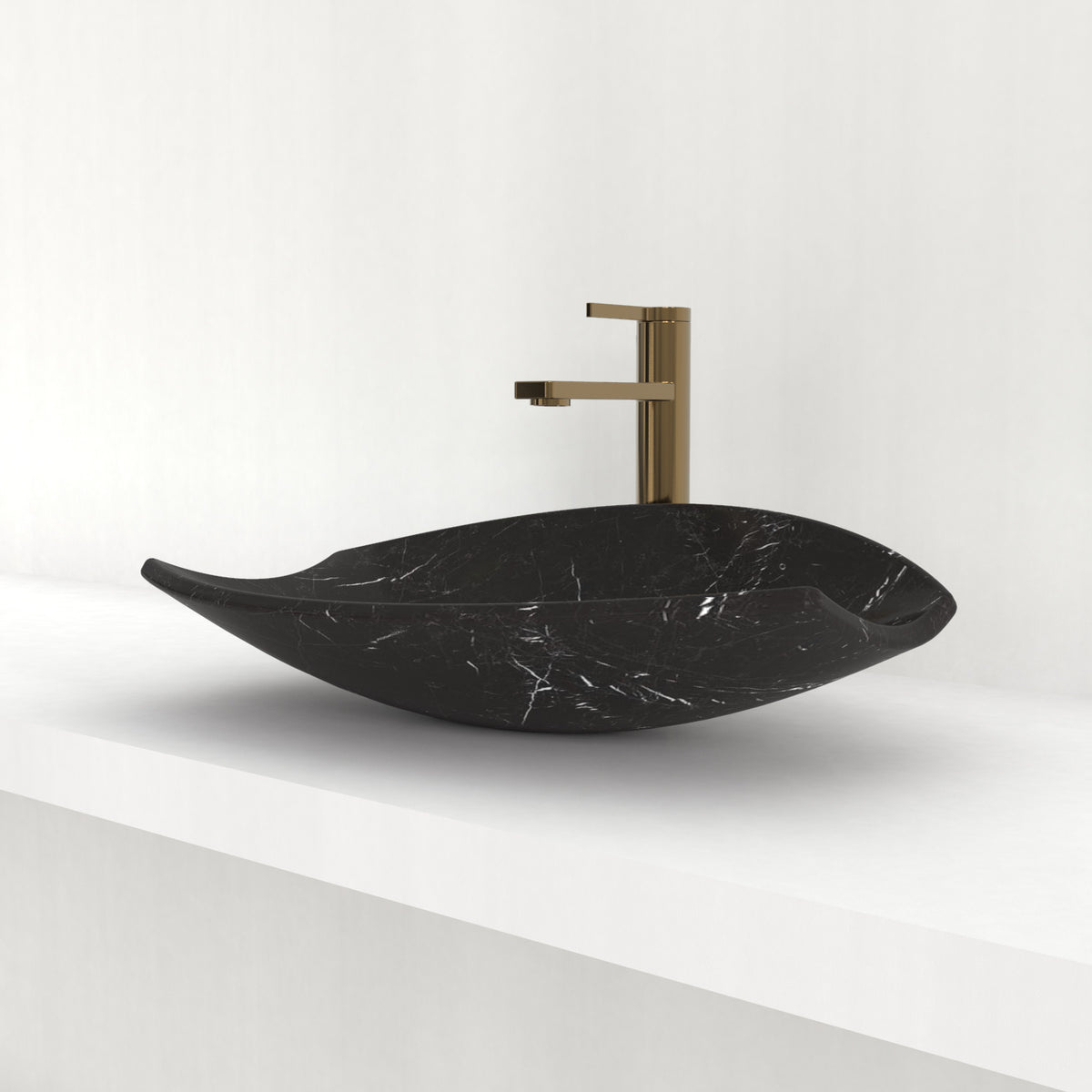 Sopio Portoro Marble Vessel Sink, alternate countertop lifestyle angle