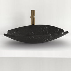 Sopio Portoro Marble Vessel Sink, overall shape and side profile