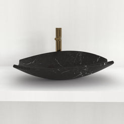 Sopio Portoro Marble Vessel Sink, overall shape and side profile