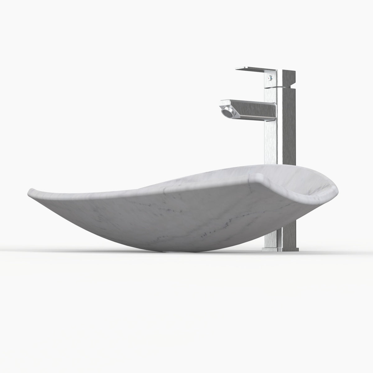 Sopio Venice Marble Vessel Sink, overall shape and side profile