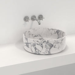 Sorana Arabescato Marble Vessel Sink, countertop hero lifestyle view