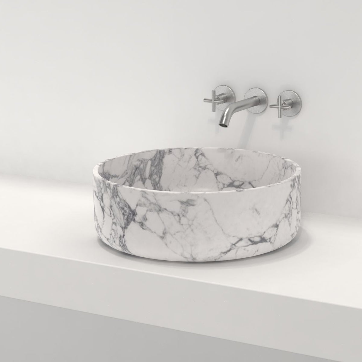Sorana Arabescato Marble Vessel Sink, second countertop lifestyle setting