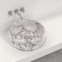 Sorana Arabescato Marble Vessel Sink, alternate countertop lifestyle angle