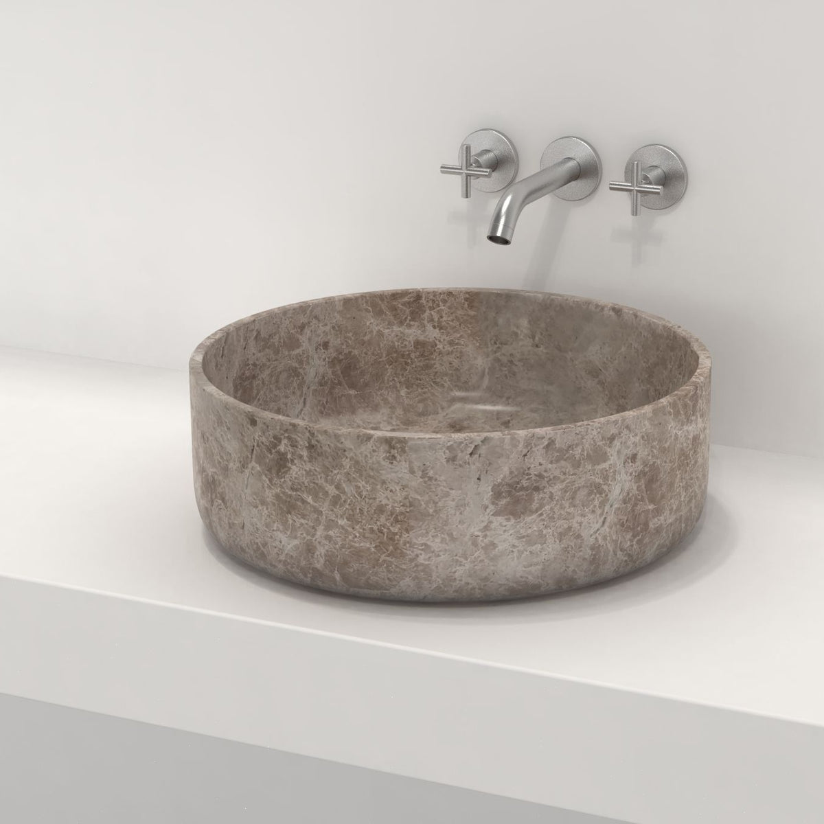 Sorana Dorata Marble Vessel Sink, countertop hero lifestyle view