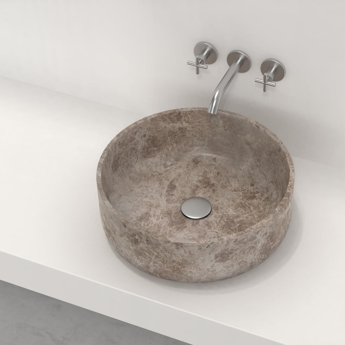 Sorana Dorata Marble Vessel Sink, alternate countertop lifestyle angle