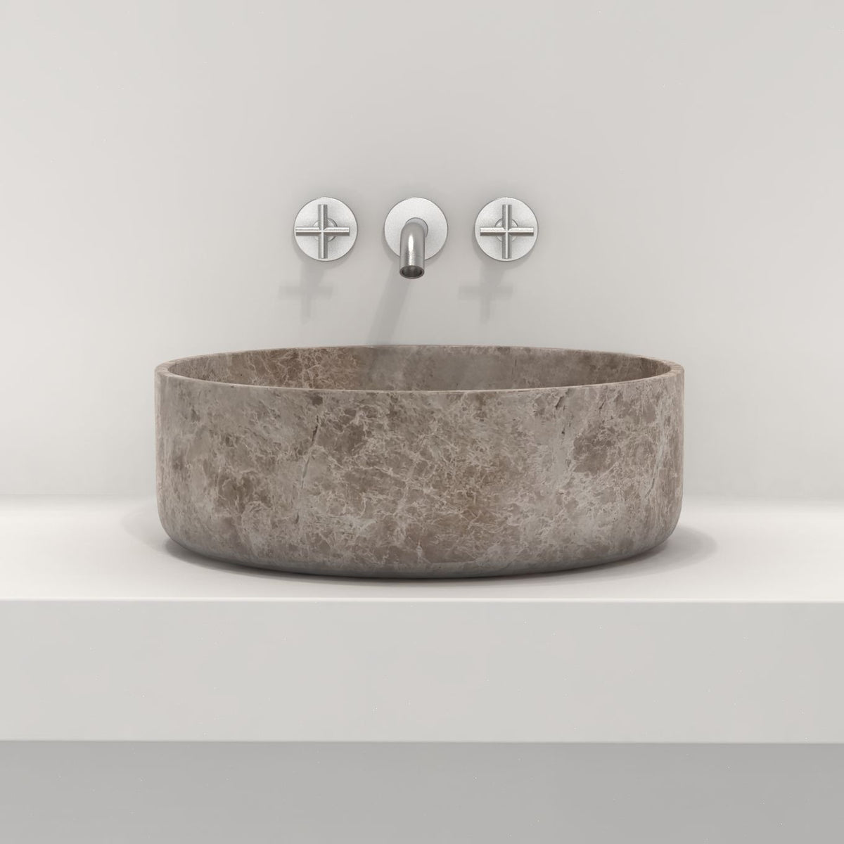 Sorana Dorata Marble Vessel Sink, overall shape and side profile