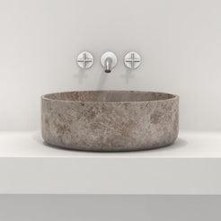 Sorana Dorata Marble Vessel Sink, overall shape and side profile
