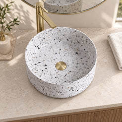 Sorana Sky Terrazzo Vessel Sink — overhead bathroom lifestyle