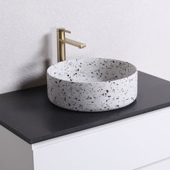Sorana Sky Terrazzo Vessel Sink, countertop hero lifestyle view