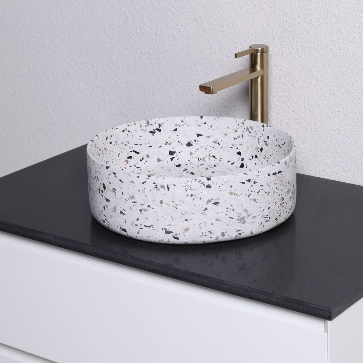 Sorana Sky Terrazzo Vessel Sink, second countertop lifestyle setting