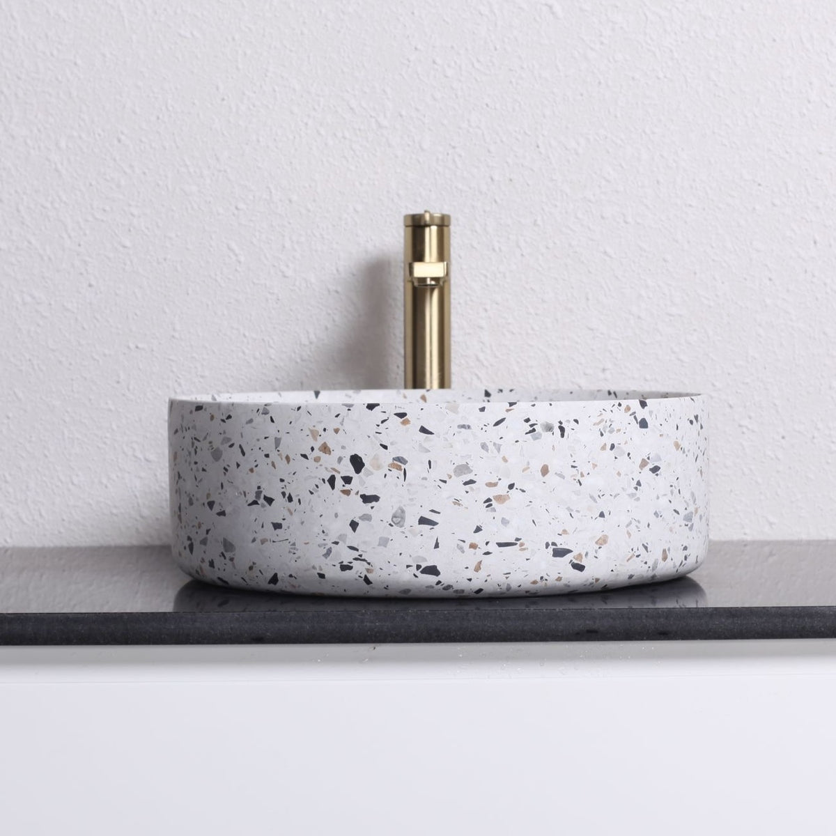 Sorana Sky Terrazzo Vessel Sink, overall shape and side profile