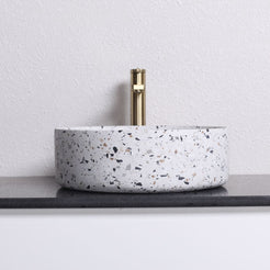 Sorana Sky Terrazzo Vessel Sink, overall shape and side profile