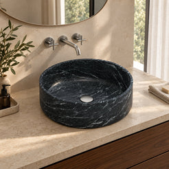 Sorana Verderio Marble Vessel Sink — three-quarter bathroom lifestyle