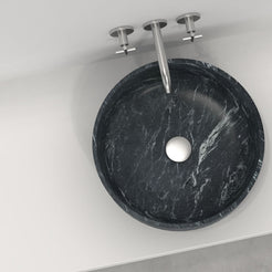 Sorana Verderio Marble Vessel Sink, interior, rim and material detail
