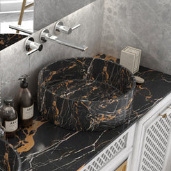 Soraya Galaxy Marble Vessel Sink, countertop hero lifestyle view