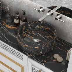 Soraya Galaxy Marble Vessel Sink, alternate countertop lifestyle angle
